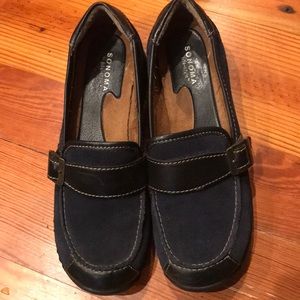Sonoma Navy Blue Suede & Leather Trim Loafer